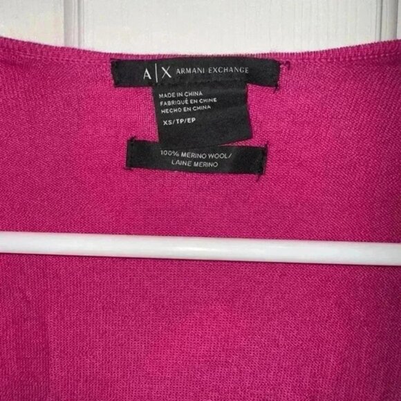 Armani Exchange Woman’s 100% Merino Wool Wrap Sweater Cardigan Pink Sz XS - Picture 3 of 9